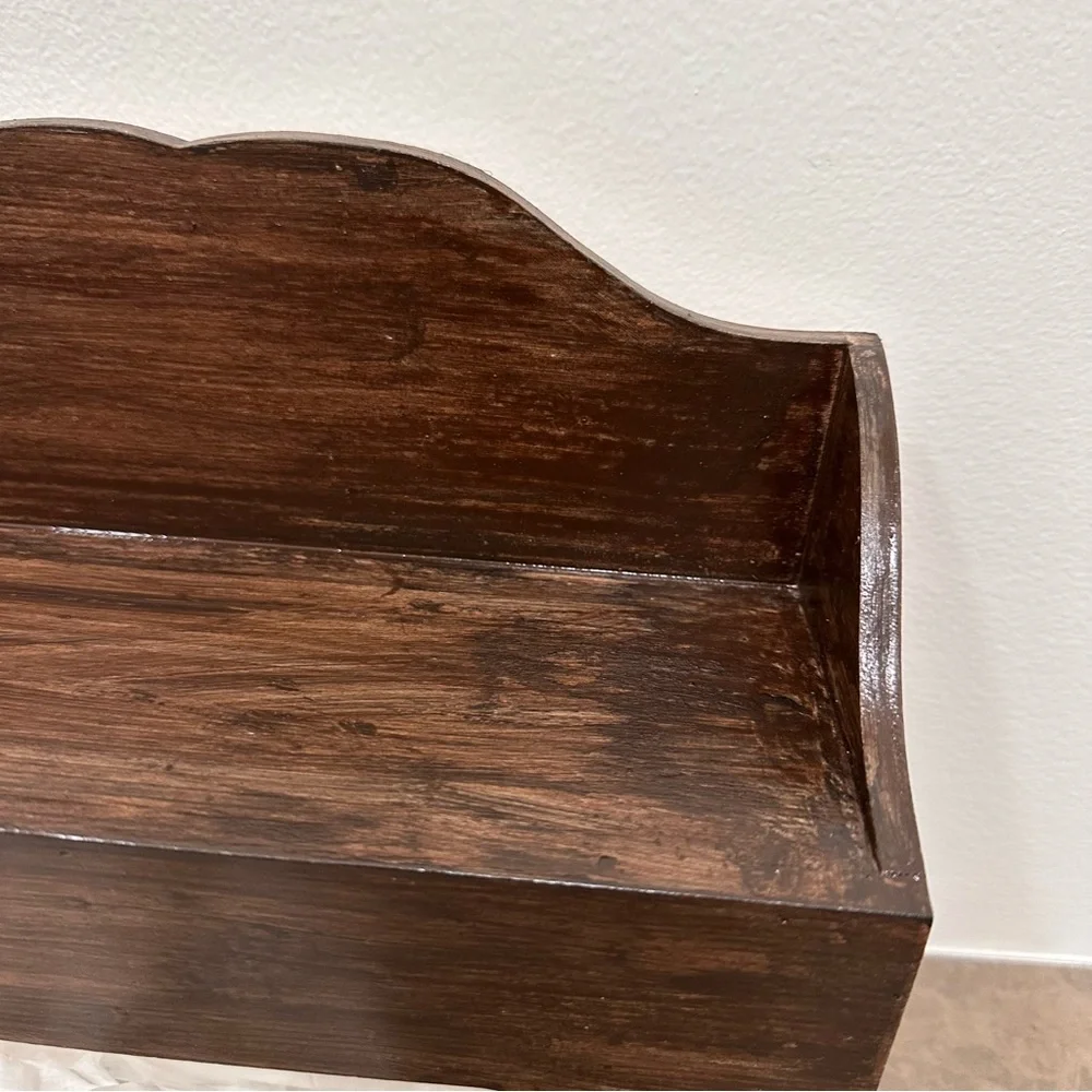 Vintage Primitive Rustic Wooden Rectangular Tissue Box Cover Wall Holder Rare